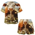 thumbnail image 3 of Farmhouse Highland Cow Funny Cattle And Flower Pajamas Set Womens Loungewear Sleepwear 2 Piece PJ Sets, 3 of 7