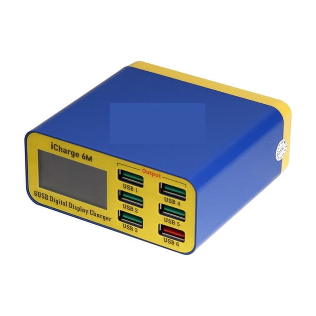 6M QC 3.0 USB Smart Charge Support Fast-charging With LCD Digital Display Multi-Port Charger For Tablet Phone ,Universal Compatibility