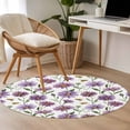 thumbnail image 4 of Purple Spring Floral Round Area Rug 4Ft Washable Circle Rugs for Bedroom Dining Room, Summer Botanical Bee Floral Daisy Non-Slip Carpet Floor Mats Indoor Outdoor Carpet Runner Aesthetic Home Decor, 4 of 8