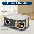 thumbnail image 3 of Cat Beds for Indoor Cats, Extra Wide Large Cat House for Pet Cat Cave with Scratch Pad and Fluffy Hanging Ball,Foldable Cat Cube Hideaway,Grey, 3 of 8