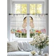 thumbnail image 4 of Grey Bunny Easter Sheer Curtains 54 Inch Length 2 Panels Set Window Treatments, Rabbit Spring Floral Eggs Wooden Rod Pocket Semi Curtains for Living Room/Bedroom/Kitchen Décor, 104"W x 54"L, 4 of 7
