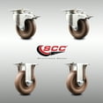 thumbnail image 2 of 4 Inch 316SS High Temp Glass Filled Nylon Plate Caster Set 2 Lock Brake 2 Rigid, 2 of 2