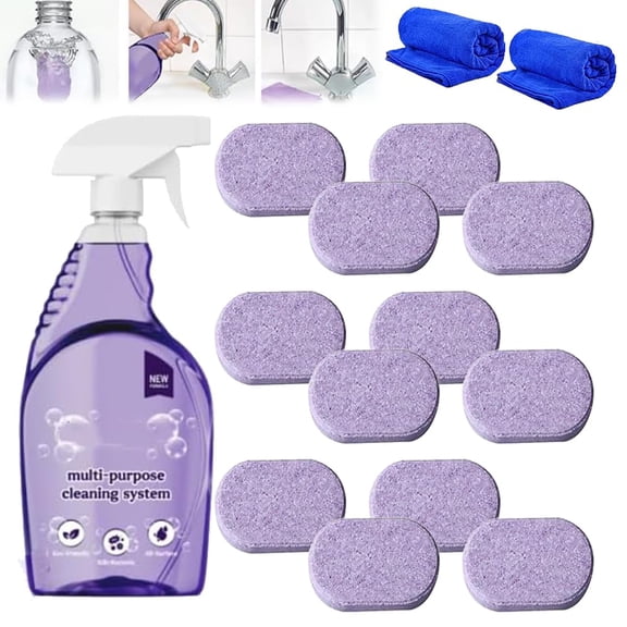 All-Purpose Cleaning Spray, Clean Spray Cleaner for Ovens Multipurpose Foam Cleaning System - The Solution for Every Stain, Multi-Surface Cleaner for Home, Kitchen(1Bottle 12PCS Tablets)