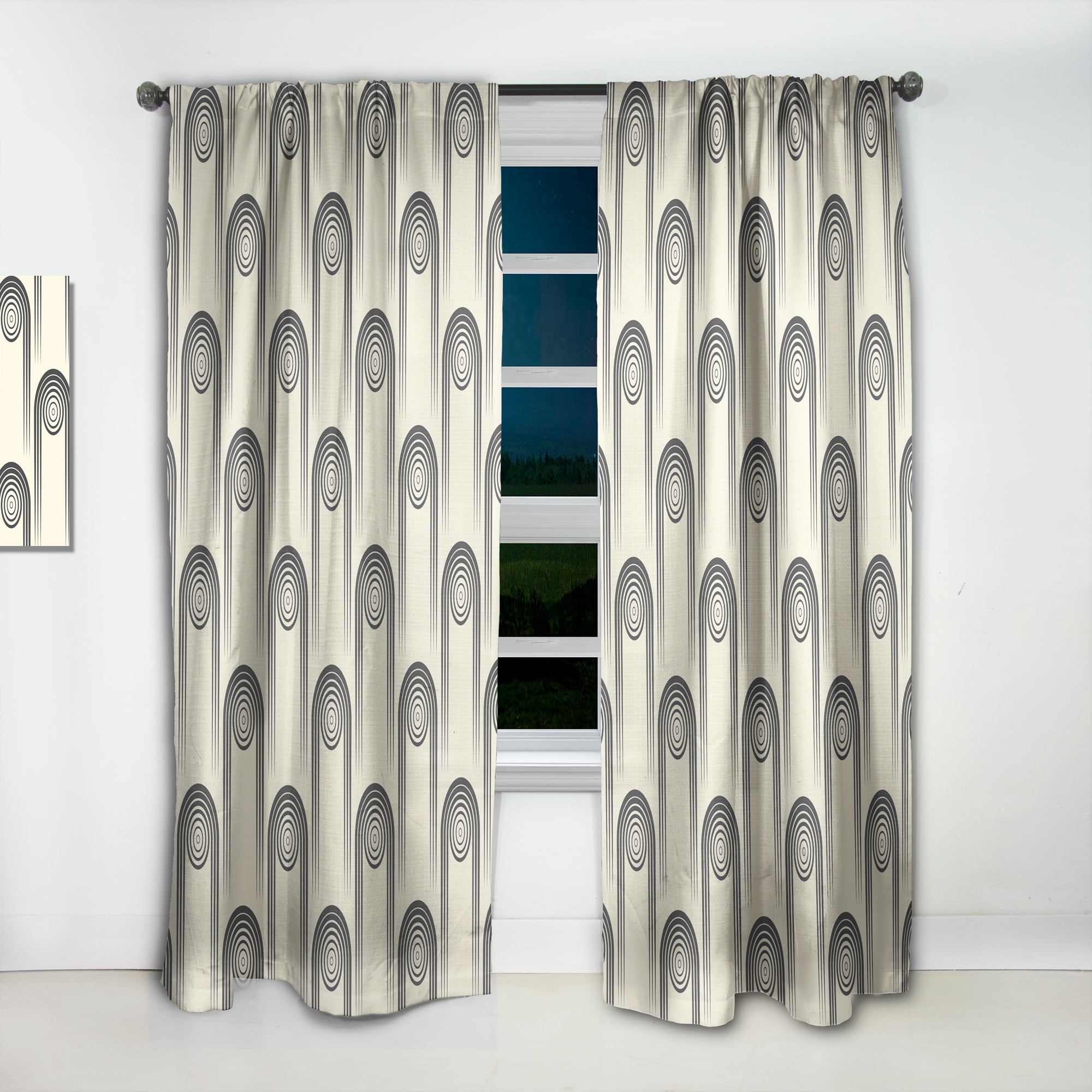 Designart 'Minimal Geometric Retro Curved Ornament II' Mid-Century Modern Curtain Panel