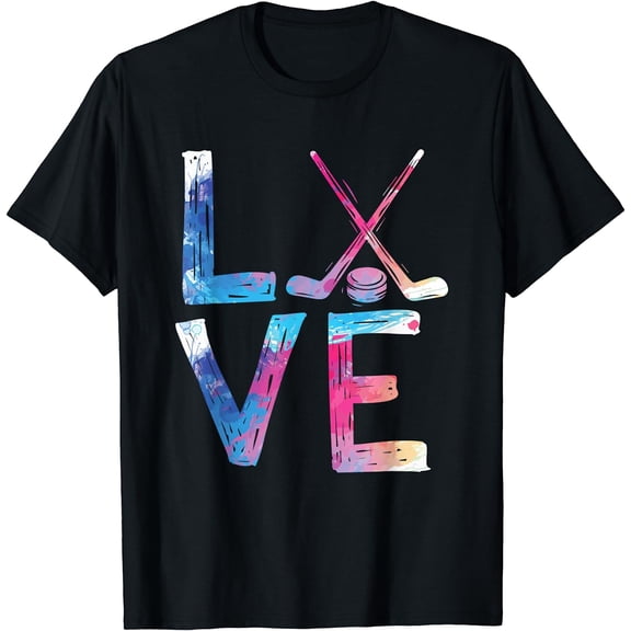 Love Ice Hockey Girls Hockey Gifts Womens Ice Hockey T-Shirt Black X-Large