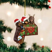 KCEHTA Dachshund Christmas Ornaments, Dachshund Ornaments for Christmas Tree, Double-sided Printing Dog Christmas Tree Ornaments Dachshund Themed Christmas Birthday Party Decorations