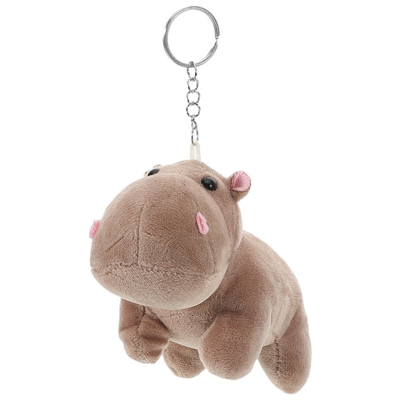 FRCOLOR Hippo Keychain Plush Accessories Pendant Animal Light Brown