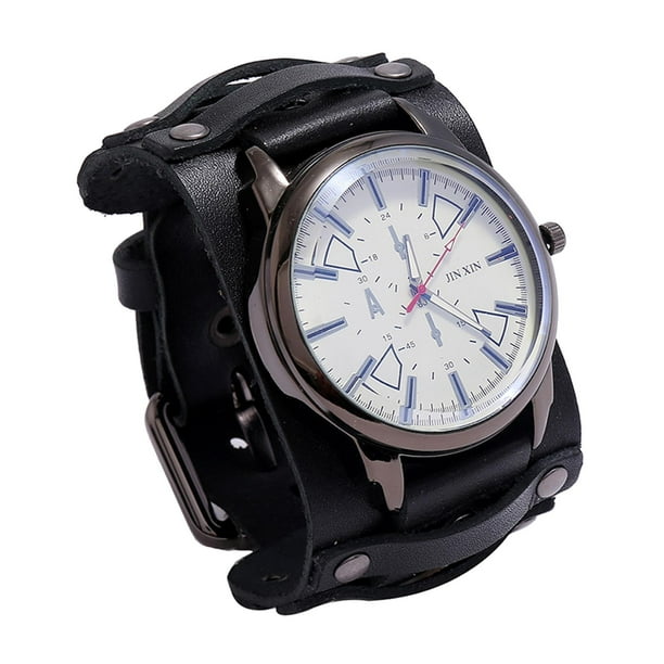 Punk Pointer Watch Leather Male Bangles Wide Belt Strap Elegant
