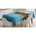 thumbnail image 1 of Ambesonne Urban Tablecloth Rectangular Table Cover, Ferril Lake at Morning, 60"x90", Sky Blue Yellow Orange, 1 of 3