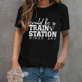 thumbnail image 2 of Gibobby Playera Corte clásico para Mujer Camiseta manga corta con cuello redondo y estampado divertida para mujer podría ser una estación tren(Negro,G), 2 of 5