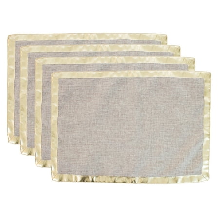 

Holiday Unique Plain Design with Gold Border Table Placemat - Set of 4 (Gold Border 13 x19 Placemat-Set of 4)