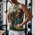 thumbnail image 5 of KLL Green Forest Dinosaur Print Men's Muscle Gym Workout Stringer Tank Tops Bodybuilding Fitness T-Shirts Tank Tops Men-3X-Large, 5 of 7