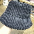 thumbnail image 5 of CoCopeaunts Fluffy Bucket Hat for Men Vertical Stripe Foldable Fisherman Hat Autumn Winter Casual Simple Solid Color Basin Hat, 5 of 8
