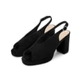 thumbnail image 3 of BLISSFUL STEP Women's Block Heel Square Toe Slingback Platform Heels Sandals Black (Size 10), 3 of 7