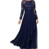 Xscape Sheer Illusion Beaded A Line Gown