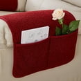 thumbnail image 4 of Solid Color Lambskin Sofa Armrest Cushion with Pocket, Single Chair Headrest Towel, Waterproof Scratch-Resistant Cover, 4 of 6