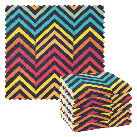 6 Packs Colorful Chevron Lines Kitchen Dish Towels Soft Absorbent Dish Cloths 11"x11"
