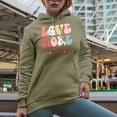 thumbnail image 2 of Retro Love More Worry Less, Groovy Text, Valentine's Day Gift, Sand Hooded Sweatshirt or Hoodie, 2XL, 2 of 5