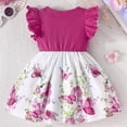 thumbnail image 5 of Little Girls Floral Dress Summer Boho Flutter Sleeve Swing Tiered Beach Holiday Dress 1-3Y Hot Pink 9-12 Months, 5 of 5