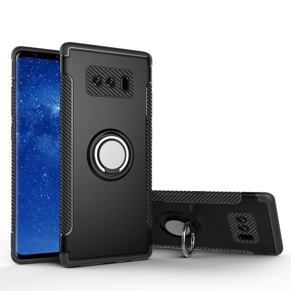 Galaxy Note 8 Case, Mignova Hybrid Protective Case Shock-Absorption Drop-Protection Ring Holder Hard PC Shell & Soft Silicone Inner Case Stand for Samsung Galaxy Note 8 (Black)