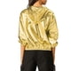 thumbnail image 3 of Chaqueta Brillante de Mujer Inspire Chic de Manga Larga Ligera con Cremallera y Capucha Metálica XS Dorada, 3 of 8