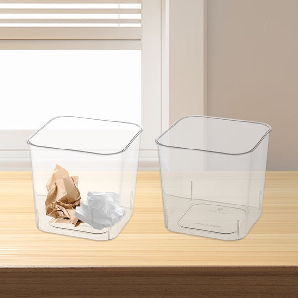 Xihbxyly Bonita Papelera de Escritorio, Diseño de Plástico Transparente, Versátil y Multiusos, Tamaño Compacto para Dormitorio, Oficina y Baño, Construcción Robusta y Duradera, 15,5 X 15,5 X 14,5 Cm.