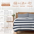 thumbnail image 6 of Grey Navy Blue Stripe Duvet Cover Set King Size, Modern Abstract 4 Piece Soft Microfiber Bedding Set with 1 Duvet Cover, 1 Flat Sheet, 2 Pillowcases, 6 of 9