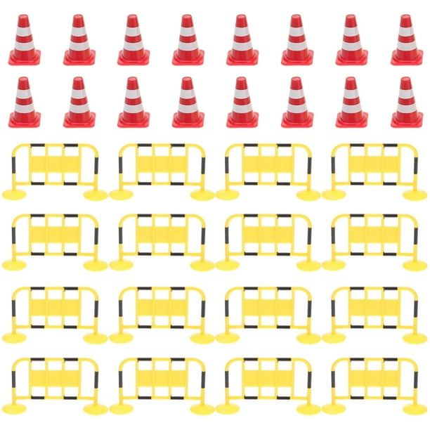 Xing 32 piezas de juguetes de tráfico para niños, mini vallas, conos de bloqueo, juguetes educativos