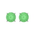 thumbnail image 3 of 3 ct Screw-Back Stud Earrings for Women | 7.5mm Round Cut Simulated Green Diamond | 18K White Gold, 3 of 5