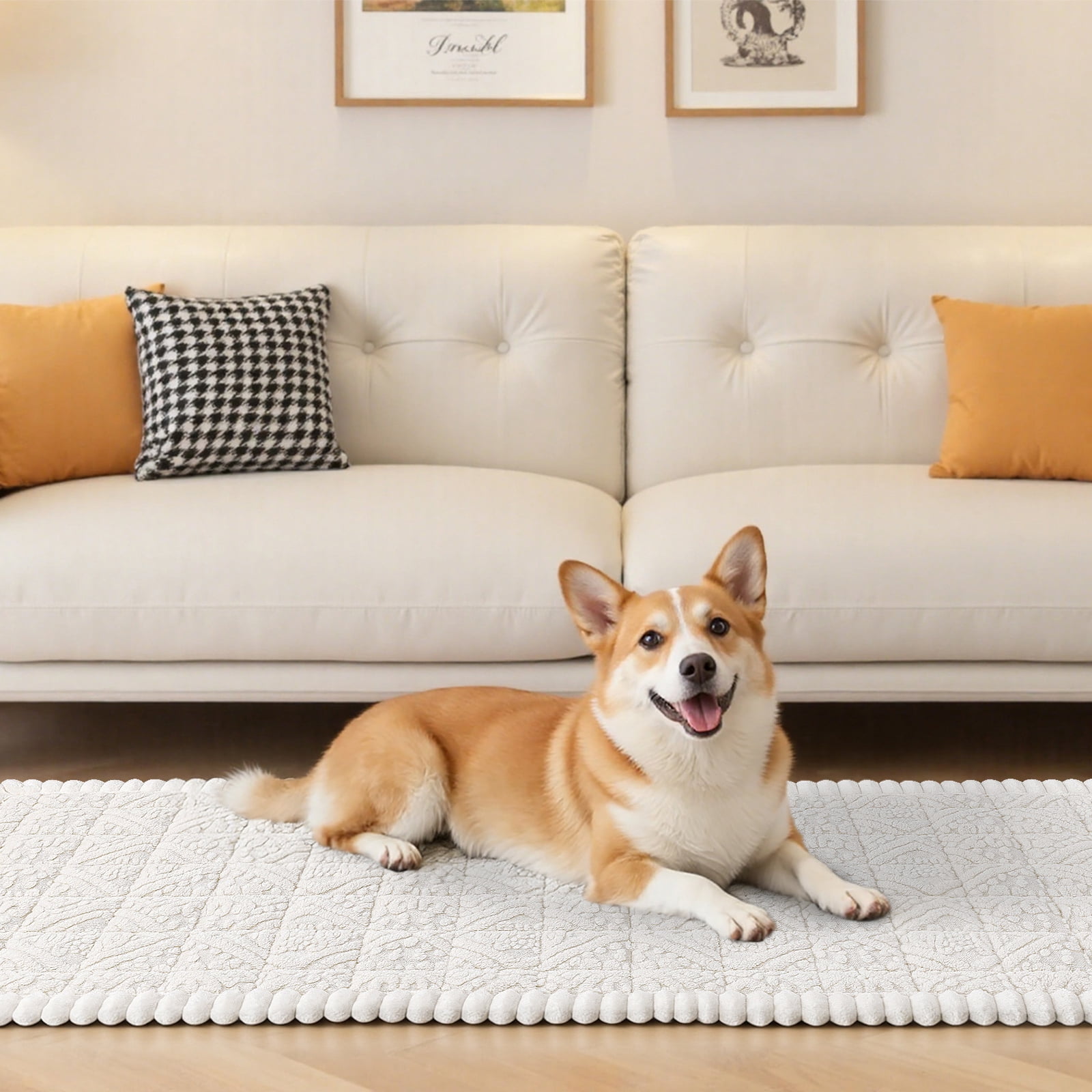 Vaukki 27.6"×59" Geometric Jacquard Sofa Slipcover,Non-Slip Washable Pet Friendly Couch Cover Furniture Cushion Protector for Dogs Cats,Beige