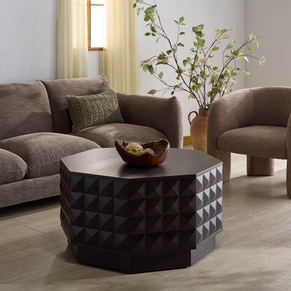 Safavieh Couture Patty Wood Octagon Modern Coffee Table, Black