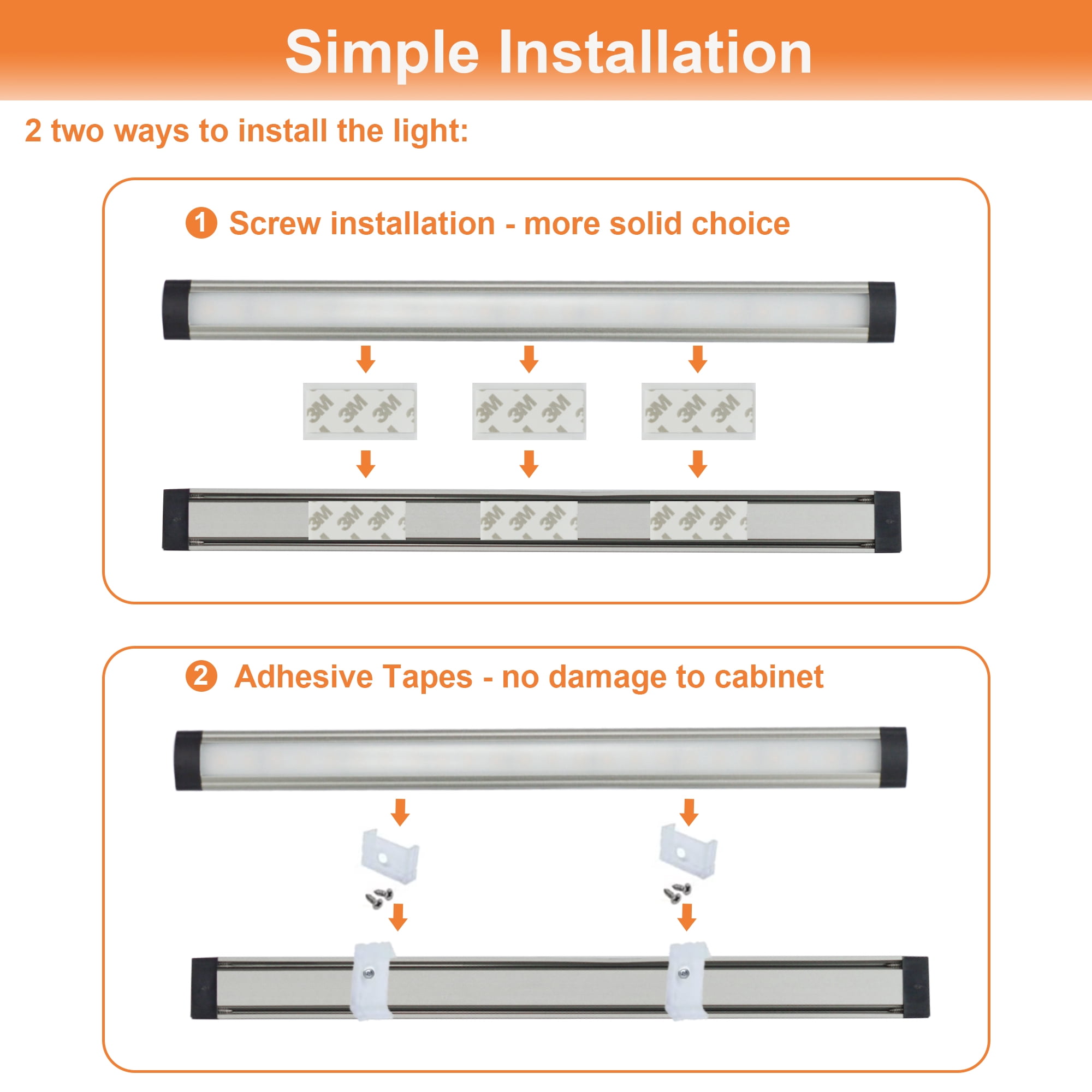 Comforday LED Under Cabinet Lights Kit Hardwired for Kitchen or Home Lighting