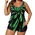 thumbnail image 5 of Pisexur Women's Plus Size Modest Tankini Swimsuit with Shorts Tummy Control Flowy Printed Two Piece Bathing Suit Adjustable Straps for Beach Pool Vacation Green,XL, 5 of 5