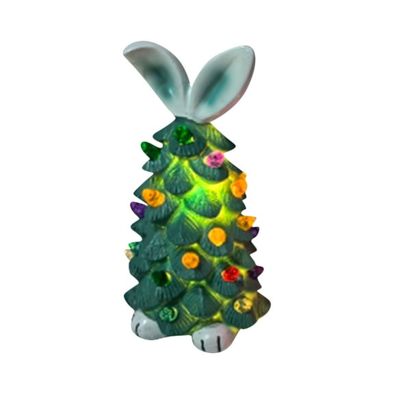 Pink Light-Up Ceramic Easter Bunny Tree - Indoor Holiday Table Centerpiece for Spring.