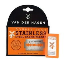 Van Der Hagen Double Edge Stainless Steel Razor Blades, 5 Ea
