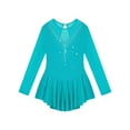 thumbnail image 7 of Doomiva Girls Rhinestone Mesh Spliced Figure Ice Skating Leotard Dress Ballet Tutu Dress Competition Costume Lake Green 6, 7 of 7