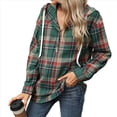 thumbnail image 2 of Sudadera con Capucha y Estampado A Cuadros para Mujer, Sudaderas Extragrandes, Camisetas de Larga, Corte Holgado Verde S, 2 of 9