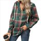 thumbnail image 2 of Sudadera con Capucha y Estampado A Cuadros para Mujer, Sudaderas Extragrandes, Camisetas de Larga, Corte Holgado Verde S, 2 of 9