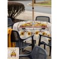 thumbnail image 5 of Outdoor Tablecloth with Umbrella Hole for Patio/Picnic/Party/Camping, Vintage Sunflower Truck Waterproof Table Cloth Square Cover Washable, Wooden Summer Botanical Floral Retro (60"x 60"), 5 of 8
