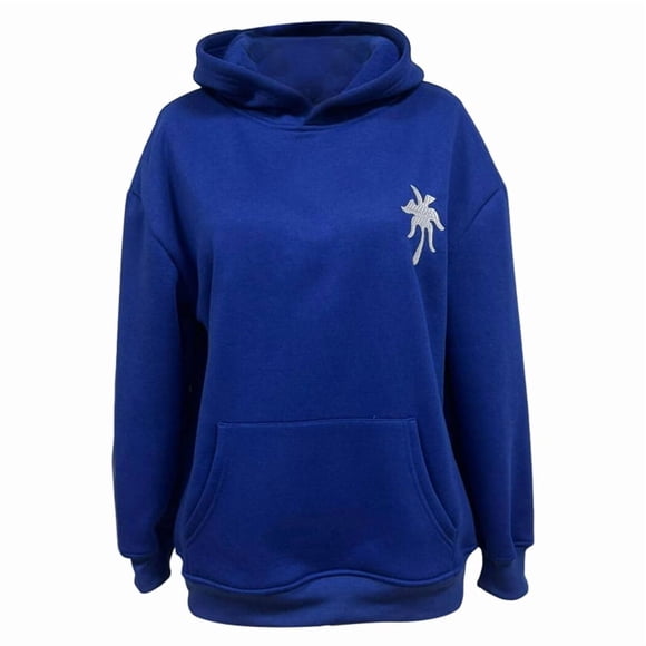 Y2K Female Hibiscus Embroidered Pullover Hooded Top Cute Floral Preppy Hoodies Sweater Sweatshirts Dark Blue S