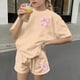 thumbnail image 4 of Vestido de Verano con Mangas Mangas Cortas Y Pantalones Cortos Set de Dos Piezas para Niños Lindo Verano Ocio Cuello Redondo, 4 of 8