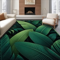 Flatwoven High Traffic Area Rug, Vibrant Earthy Botanical Theme, Non Slip, Stain Resistant, Washable Area Rugs for Living Room, Bedroom(Green, 4X6)