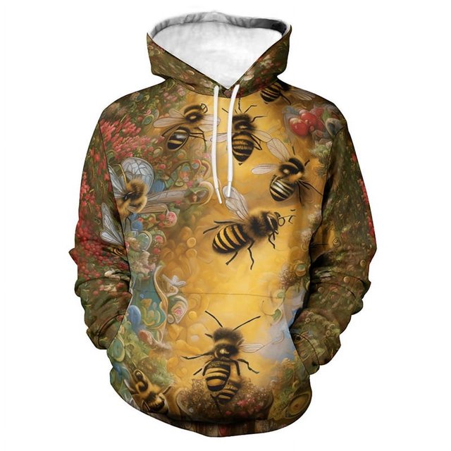 Sweat à Capuche Graphique Hycomb Bee pour Hommes, Imprimé Insectes 3D, Mode y2k