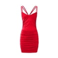 thumbnail image 4 of Vestido cruzado sexy sin espalda con lentejuelas para mujer: vestido ajustado de color liso con mezcla de spandex, perfecto para fiestas/salidas nocturnas, varias tallas, 4 of 6