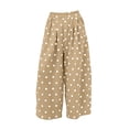 thumbnail image 6 of Cagogo Women's Polka Dot Wide Leg Trousers Elastic Waist Casual Loose Long Pants with Pockets Travel Beach Work Lounge Palazzo Pants Summer Fashion Clothes, Khaki XL, 6 of 6