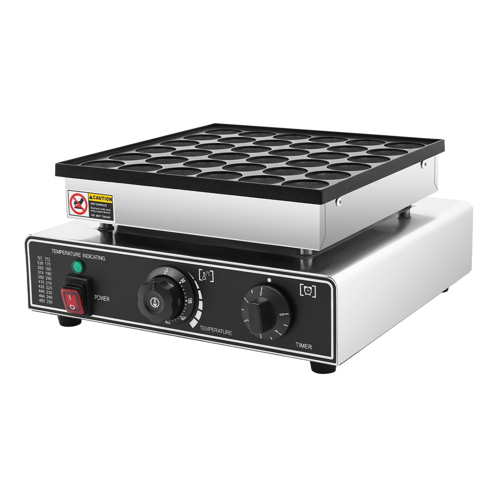 36-Hole Waffle Maker, 950W Commercial Grade with Adjustable Temperature 122-572°F, 4.8cm Round Molds, Ideal for Bakeries and Restaurants