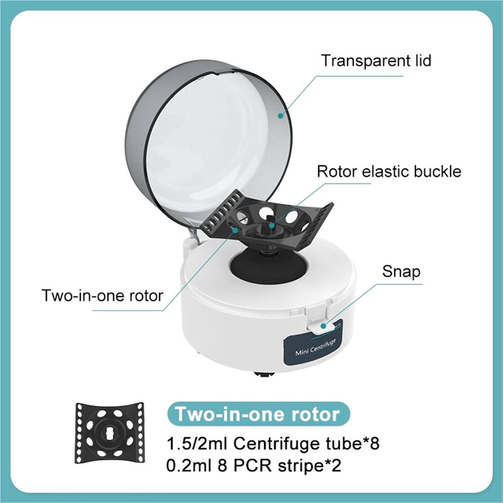 Mini Centrifuge Machine Pcr Centrifuge Lab Microcentrifuge 4000rpm 7000rpm For 0.2/1.5/2ml Centrifuge Tube ,Efficient Separation
