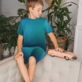 thumbnail image 4 of Balery Blue to turquoise Conjunto de Pijama Infantil de Manga Corta con Estampado – Ropa de Dormir de Algodón Suave-3X-Large, 4 of 6
