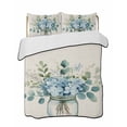 thumbnail image 2 of Teal Spring Floral Twin XL Size Down Alternative Comforter, Lightweight Comforter Quilt Bedding Set with Pillow Shams Watercolor Summer Flowers Vintage All Seasons Bed Comforter Duvet Insert 68"x98", 2 of 7
