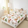 thumbnail image 4 of Manfei Lovely Gingerbread House Bed Sheets,Christmas Floral Tree King Sheets,Red Snowflake Candy Cane Sheet Set For Girl,Super Cozy Room Decor,4pcs, 4 of 7